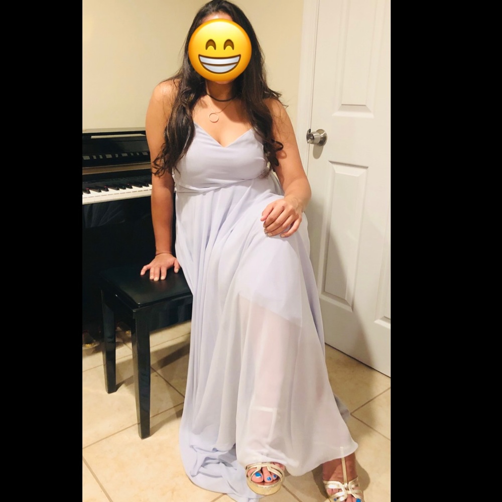 Jenny Yoo - Floor Length formal chiffon dress, prom, gown - Size 14 - light blue - Picture 12 of 16